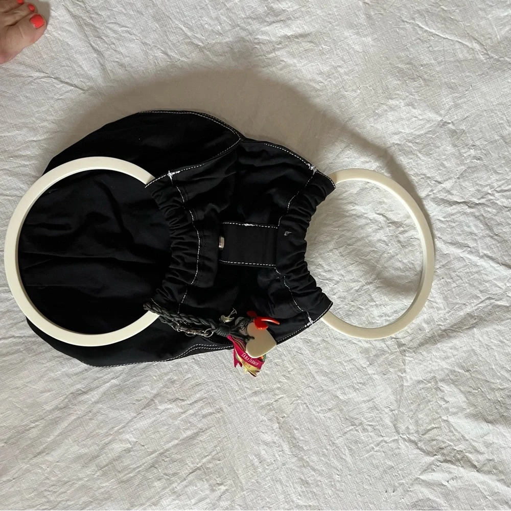 Tara Jarmon x Target Hobo Boho Bag Big Lucite Handles Canvas Tote hearts
